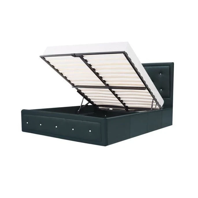 Lit Adulte 140 X 190 Cm + Coffre De Rangement - Simili Noir - Sommier Inclus - VIRGINIA 5 Lit Adulte 140 X 190 Cm + Coffre De Rangement - Simili Noir - Sommier Inclus - VIRGINIA – Image 3