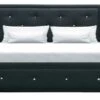 Lit Adulte 140 X 190 Cm + Coffre De Rangement - Simili Noir - Sommier Inclus - VIRGINIA