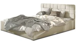 Lit Avec Coffre De Rangement 160x200 Cm Capitonné Simili Cuir Beige Clair Kandy