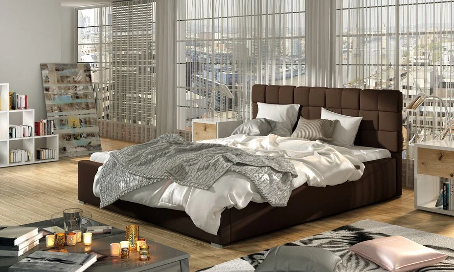 Lit Avec Coffre De Rangement 200x200 Cm Capitonné Simili Cuir Marron Kandy 4 Lit Avec Coffre De Rangement 200x200 Cm Capitonné Simili Cuir Marron Kandy – Image 2