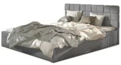 Lit Avec Coffre De Rangement 200x200 Cm Capitonné Velours Gris Kandy