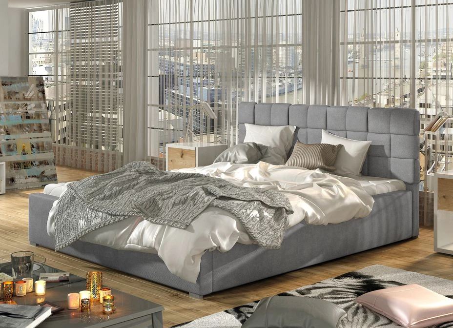 Lit Avec Coffre De Rangement 200x200 Cm Capitonné Velours Gris Kandy 4 Lit Avec Coffre De Rangement 200x200 Cm Capitonné Velours Gris Kandy – Image 2