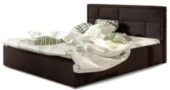 Lit Avec Coffre Tissu Marron Tête De Lit Capitonnée Lenzo