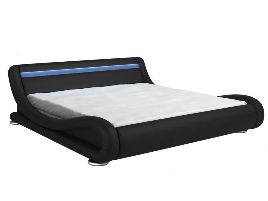 Lit Avec Led Similicuir Noir 140x190 Cm Zapa 3 Lit Avec Led Similicuir Noir 140x190 Cm Zapa