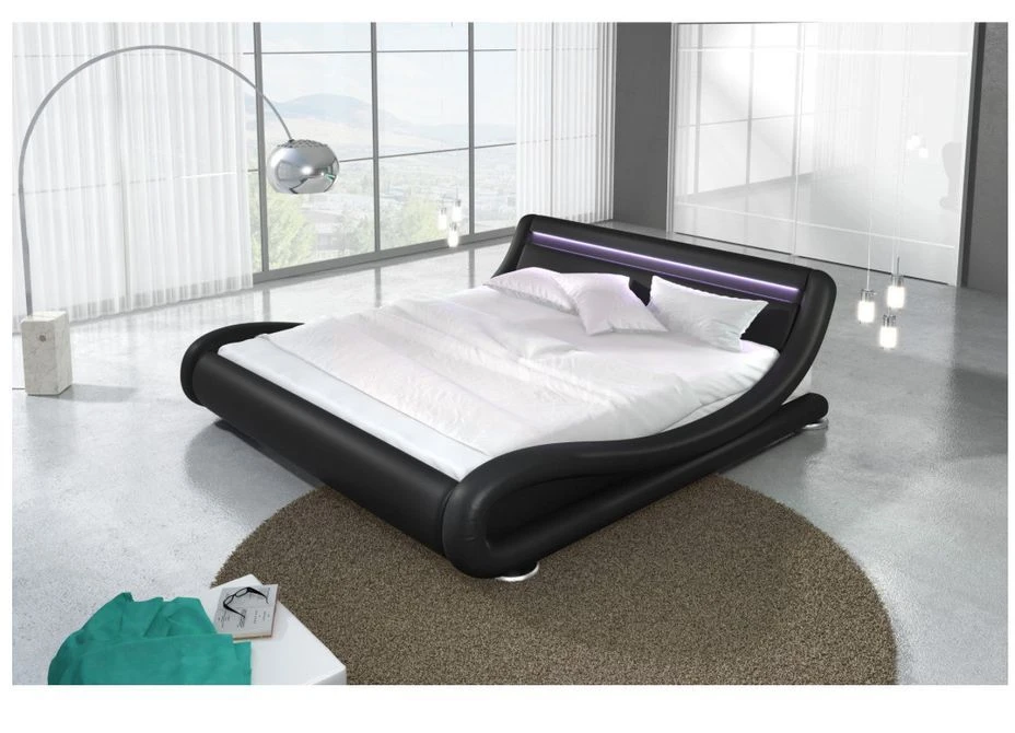 Lit Avec Led Similicuir Noir 140x190 Cm Zapa 6 Lit Avec Led Similicuir Noir 140x190 Cm Zapa – Image 4