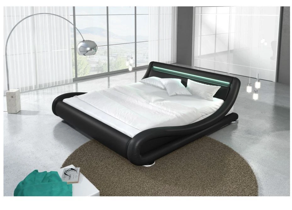 Lit Avec Led Similicuir Noir 140x190 Cm Zapa 7 Lit Avec Led Similicuir Noir 140x190 Cm Zapa – Image 5