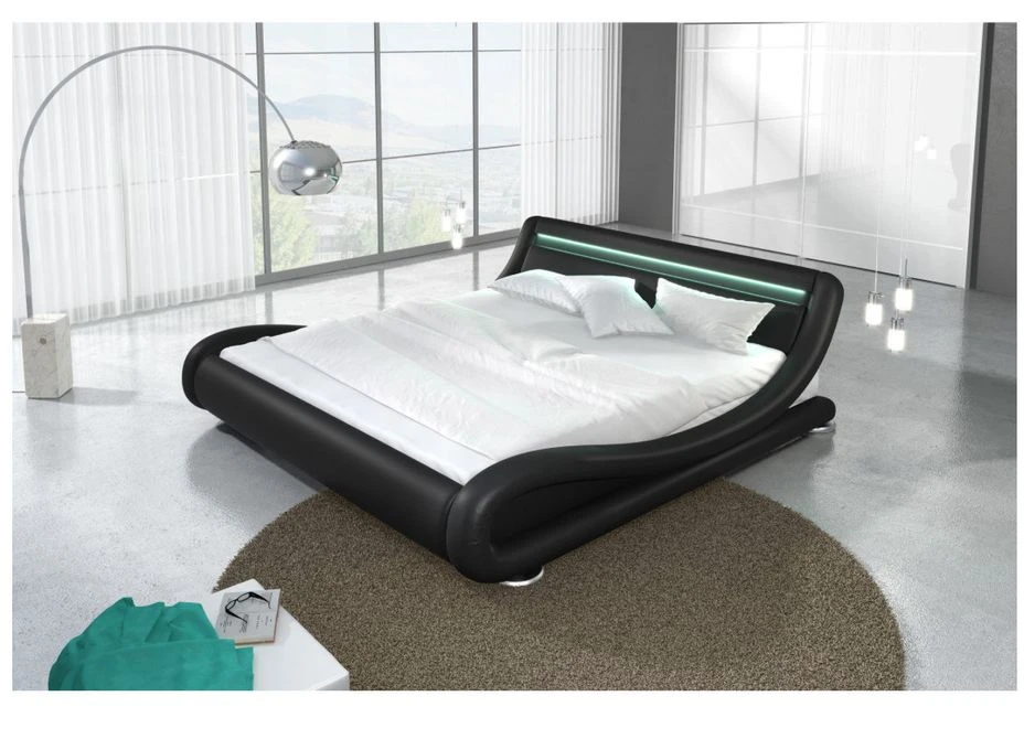 Lit Avec Led Similicuir Noir 140x190 Cm Zapa 8 Lit Avec Led Similicuir Noir 140x190 Cm Zapa – Image 6