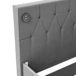 Lit Avec Matelas Et éclairage USB Gris Clair Velours 90x200 Cm 2 -Pas Cher Lit Magasin lit avec matelas et eclairage usb gris clair velours 90x200 cm 3666722248068 1094448