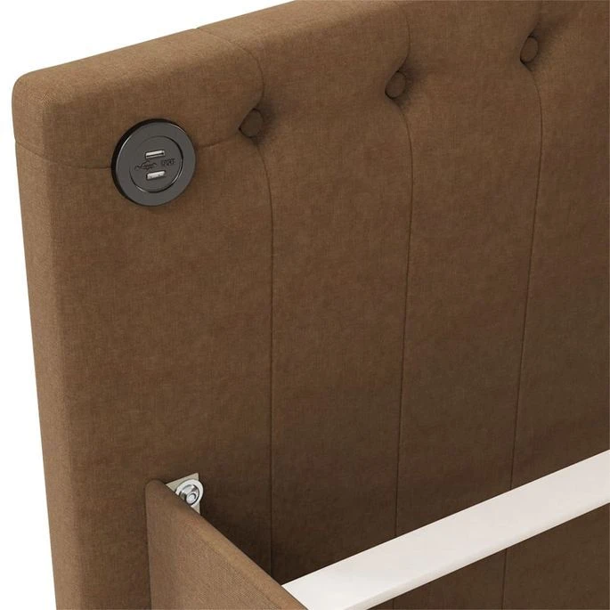 Lit Avec Matelas Et éclairage USB Marron Tissu 90x200 Cm 7 11 Lit Avec Matelas Et éclairage USB Marron Tissu 90x200 Cm 7 – Image 9