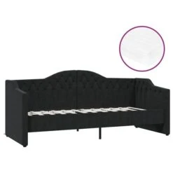 Lit Avec Matelas Et éclairage USB Noir Tissu 90x200 Cm 4 -Pas Cher Lit Magasin lit avec matelas et eclairage usb noir tissu 90x200 cm 3666722623063 1256971