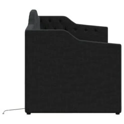 Lit Avec Matelas Et éclairage USB Noir Tissu 90x200 Cm 4 -Pas Cher Lit Magasin lit avec matelas et eclairage usb noir tissu 90x200 cm 3666722623063 1256973