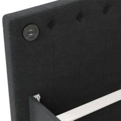 Lit Avec Matelas Et éclairage USB Noir Tissu 90x200 Cm 4 -Pas Cher Lit Magasin lit avec matelas et eclairage usb noir tissu 90x200 cm 3666722623063 1256975