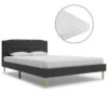 Lit Avec Matelas Noir Tissu 120 X 200 Cm