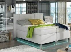 Lit Boxspring 140x200 Cm Simili Cuir Blanc Balfor