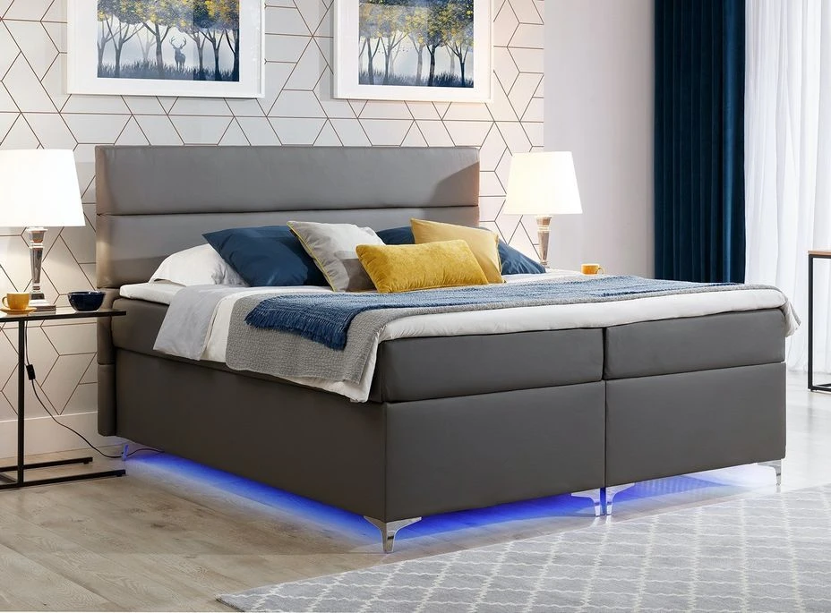 Lit Boxspring 140x200 Cm Simili Cuir Gris Foncé Mador 3 Lit Boxspring 140x200 Cm Simili Cuir Gris Foncé Mador
