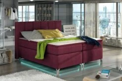 Lit Boxspring 140x200 Cm Tissu Bordeaux Balfor