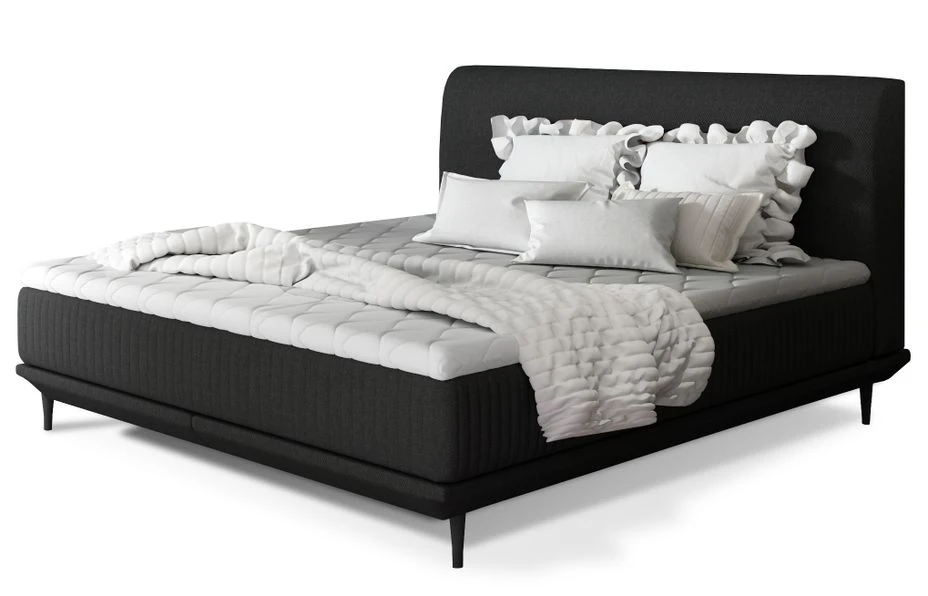 Lit Boxspring 140x200 Cm Tissu Noir Sommier Et Matelas Inclus Mastera 3 Lit Boxspring 140x200 Cm Tissu Noir Sommier Et Matelas Inclus Mastera