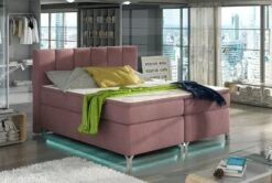 Lit Boxspring 140x200 Cm Velours Rose Clair Balfor