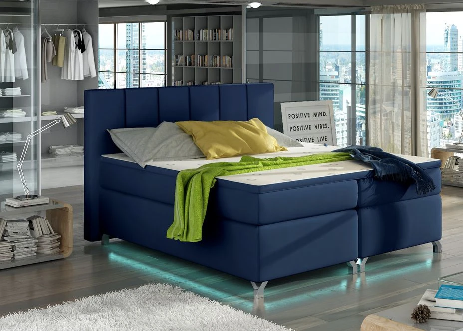 Lit Boxspring 160x200 Cm Simili Cuir Bleu Marine Balfor 3 Lit Boxspring 160x200 Cm Simili Cuir Bleu Marine Balfor