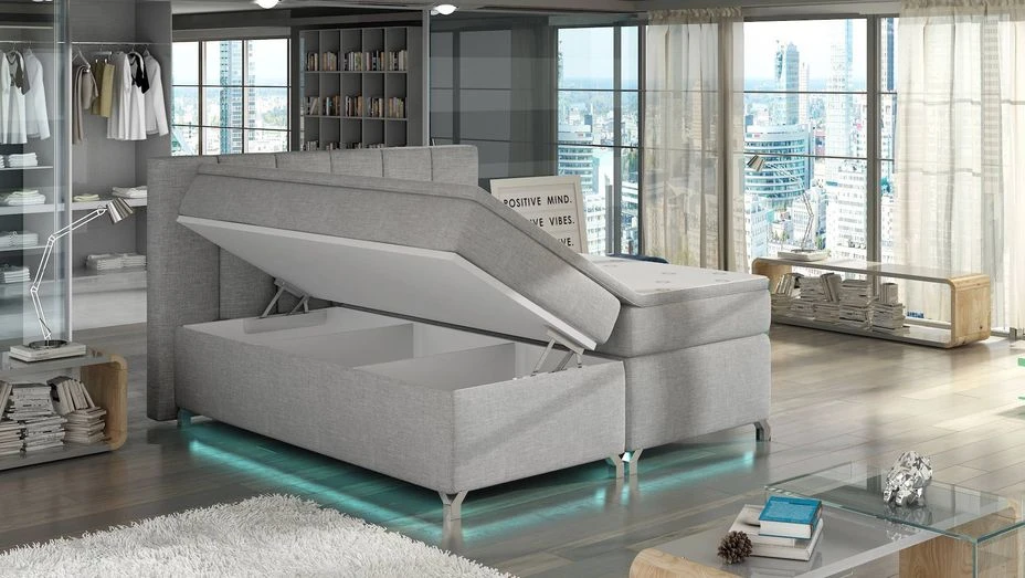 Lit Boxspring 160x200 Cm Simili Cuir Bleu Marine Balfor 4 Lit Boxspring 160x200 Cm Simili Cuir Bleu Marine Balfor – Image 2