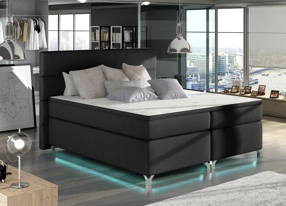 Lit Boxspring 160x200 Cm Simili Cuir Noir Mador 3 Lit Boxspring 160x200 Cm Simili Cuir Noir Mador
