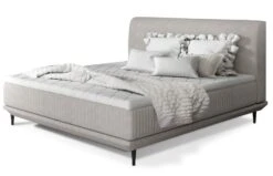 Lit Boxspring 160x200 Cm Tissu Beige Clair Sommier Et Matelas Inclus Mastera