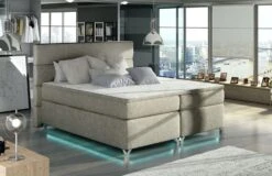 Lit Boxspring 160x200 Cm Tissu Beige Mador