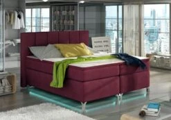Lit Boxspring 160x200 Cm Tissu Bordeaux Balfor