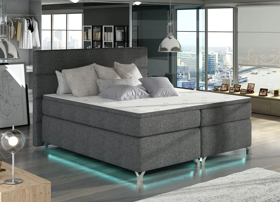 Lit Boxspring 160x200 Cm Tissu Anthracite Mador 3 Lit Boxspring 160x200 Cm Tissu Anthracite Mador