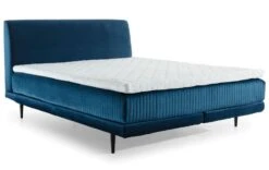 Lit Boxspring 160x200 Cm Velours Bleu Foncé Sommier Et Matelas Inclus Mastera