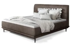 Lit Boxspring 160x200 Cm Velours Marron Clair Sommier Et Matelas Inclus Mastera