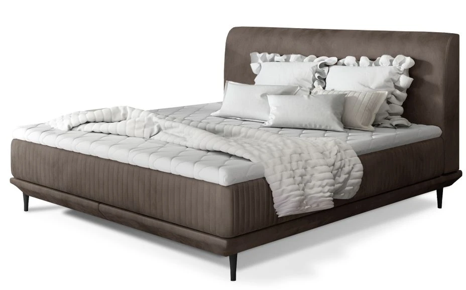 Lit Boxspring 160x200 Cm Velours Marron Clair Sommier Et Matelas Inclus Mastera 3 Lit Boxspring 160x200 Cm Velours Marron Clair Sommier Et Matelas Inclus Mastera
