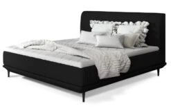 Lit Boxspring 160x200 Cm Velours Noir Sommier Et Matelas Inclus Mastera