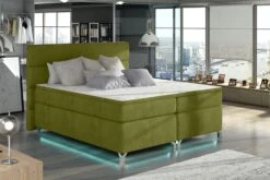 Lit Boxspring 180x200 Cm Tissu Doux Vert Anis Mador