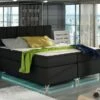 Lit Boxspring 180x200 Cm Simili Tissu Noir Balfor