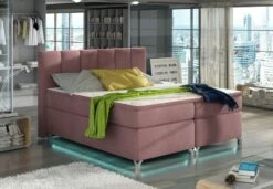 Lit Boxspring 180x200 Cm Velours Rose Clair Balfor
