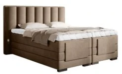 Lit Boxspring électrique Tissu Beige Avec Matelas Et Surmatelas Arkos
