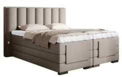 Lit Boxspring électrique Tissu Beige Clair Avec Matelas Et Surmatelas Arkos