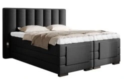 Lit Boxspring électrique Tissu Noir Avec Matelas Et Surmatelas Arkos