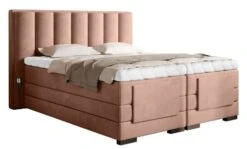 Lit Boxspring électrique Tissu Rose Avec Matelas Et Surmatelas Arkos