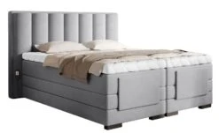 Lit Boxspring électrique Velours Gris Souris Avec Matelas Et Surmatelas Arkos