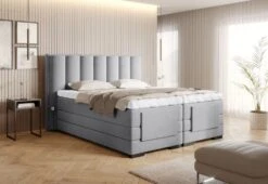 Lit Boxspring électrique Velours Gris Souris Avec Matelas Et Surmatelas Arkos -Pas Cher Lit Magasin lit boxspring electrique velours gris souris avec matelas et surmatelas arkos 5904484028107 1425025