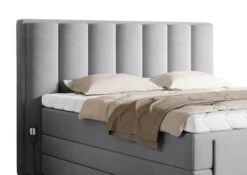 Lit Boxspring électrique Velours Gris Souris Avec Matelas Et Surmatelas Arkos -Pas Cher Lit Magasin lit boxspring electrique velours gris souris avec matelas et surmatelas arkos 5904484028107 1425026
