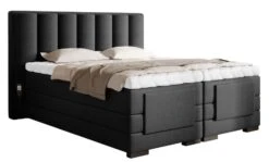 Lit Boxspring électrique Velours Noir Avec Matelas Et Surmatelas Arkos