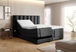 Lit Boxspring électrique Velours Noir Avec Matelas Et Surmatelas Arkos -Pas Cher Lit Magasin lit boxspring electrique velours noir avec matelas et surmatelas arkos 5904484028824 1425633