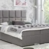 Lit Boxspring Tissu Gris Clair Avec Matelas Et Surmatelas Lizen