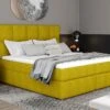 Lit Boxspring Tissu Jaune Avec Matelas Et Surmatelas Lizen