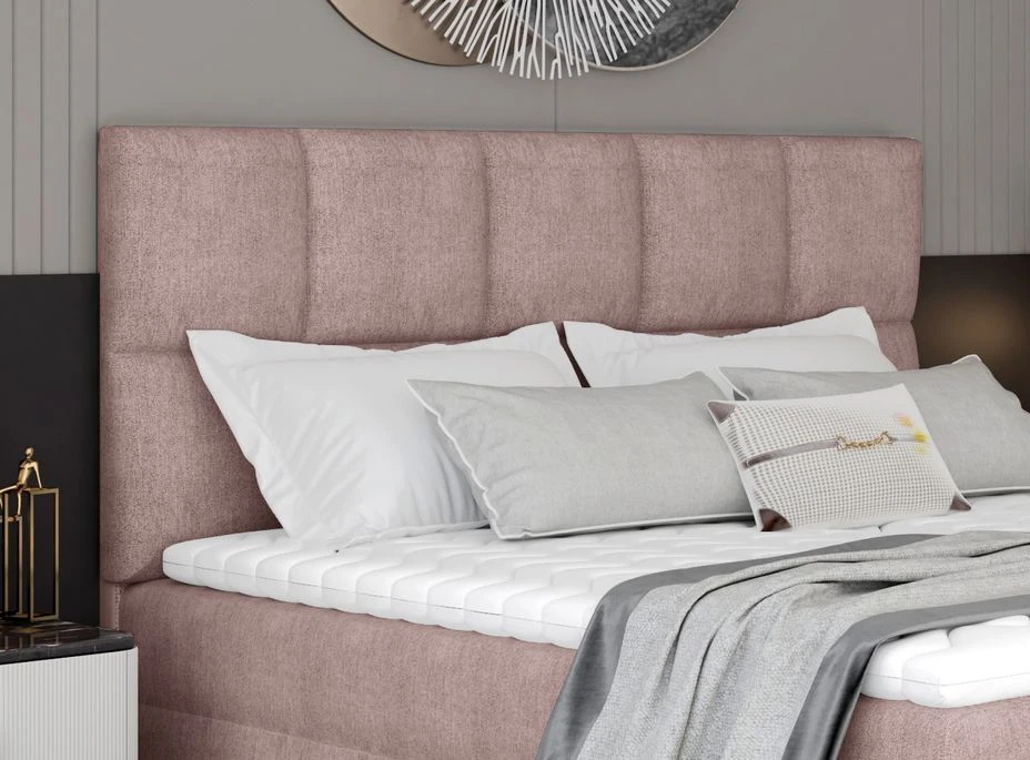 Lit Boxspring Tissu Rose Clair Avec Matelas Et Surmatelas Lizen 4 Lit Boxspring Tissu Rose Clair Avec Matelas Et Surmatelas Lizen – Image 2