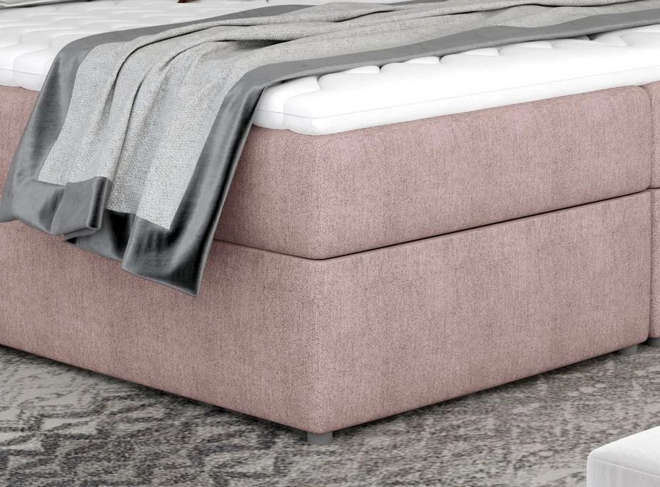 Lit Boxspring Tissu Rose Clair Avec Matelas Et Surmatelas Lizen 5 Lit Boxspring Tissu Rose Clair Avec Matelas Et Surmatelas Lizen – Image 3
