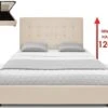 Lit Capitonné Avec Coffre Simili Beige Ruben 160 -Pas Cher Lit Magasin lit capitonne avec coffre simili beige ruben 160 3327480004036 93012